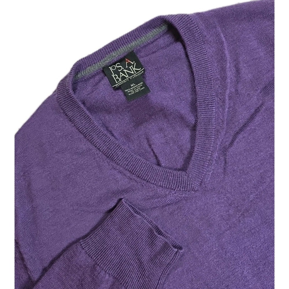 Jos. A‎ Bank Signature Collection PURPLE 100% Merino Wool V-Neck Sweater XL